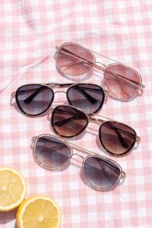 Round Navigator Double Bridge Aviator Sunglasses