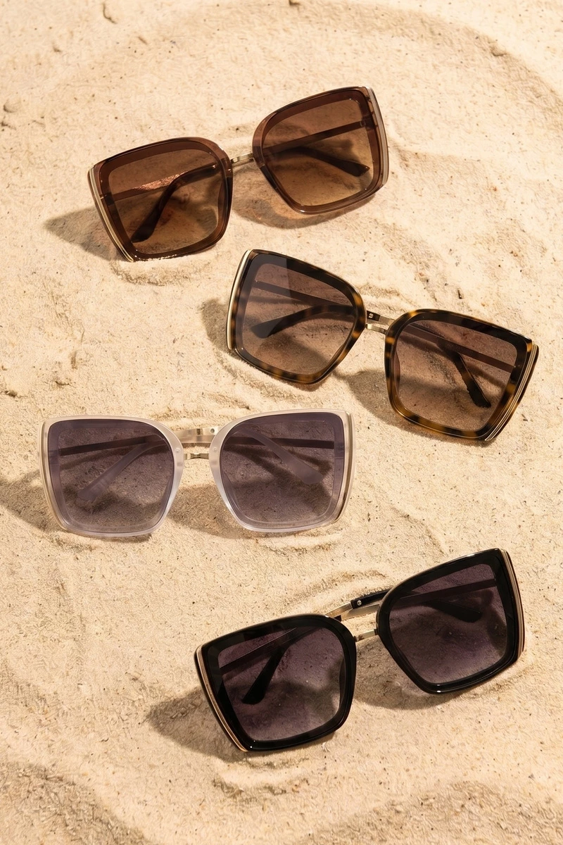 Two Tone Square Frame Sunglasses