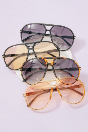 Oversized Aviator Notched Double Bridge Sunglasses