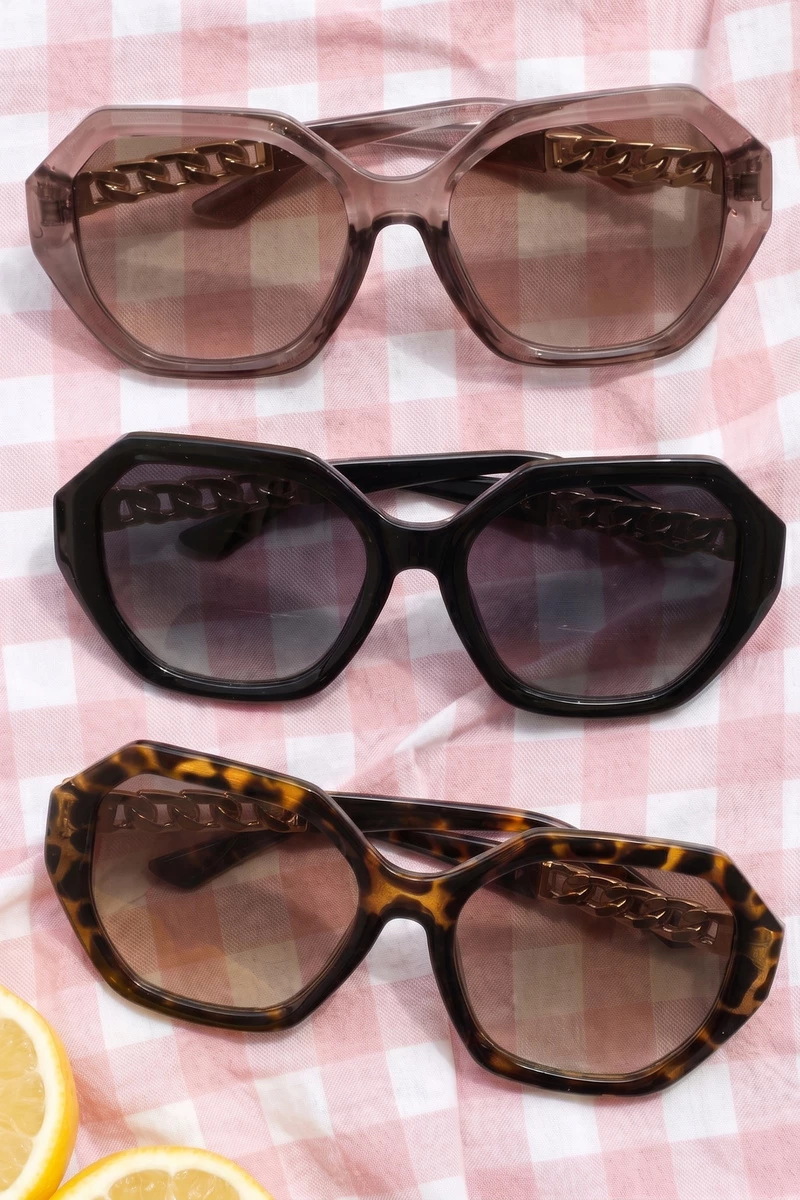Hexagon Chain Detail Oversized Sunglasses