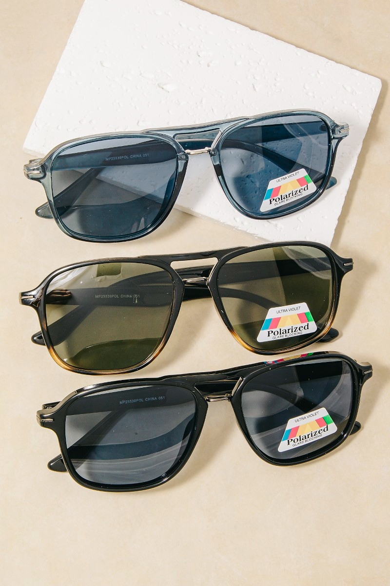 Aviator Double-Bridge Polarized Sunglasses