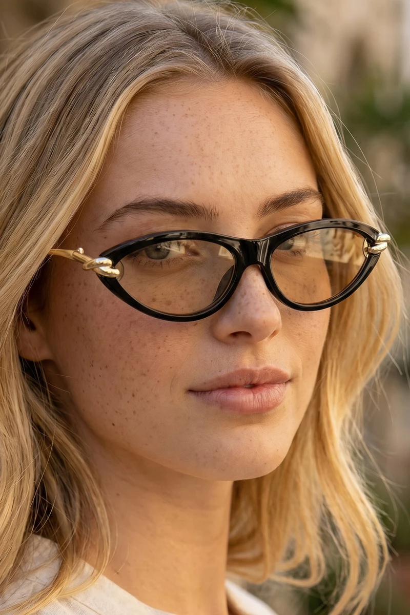 Cat Eye Dual Bar Frame Tinted Sunglasses