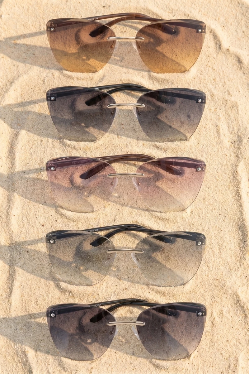 Rimless Cat Eye Sunglasses