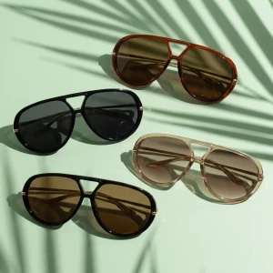 Retro Keyhole Double Bridge Aviator Sunglasses