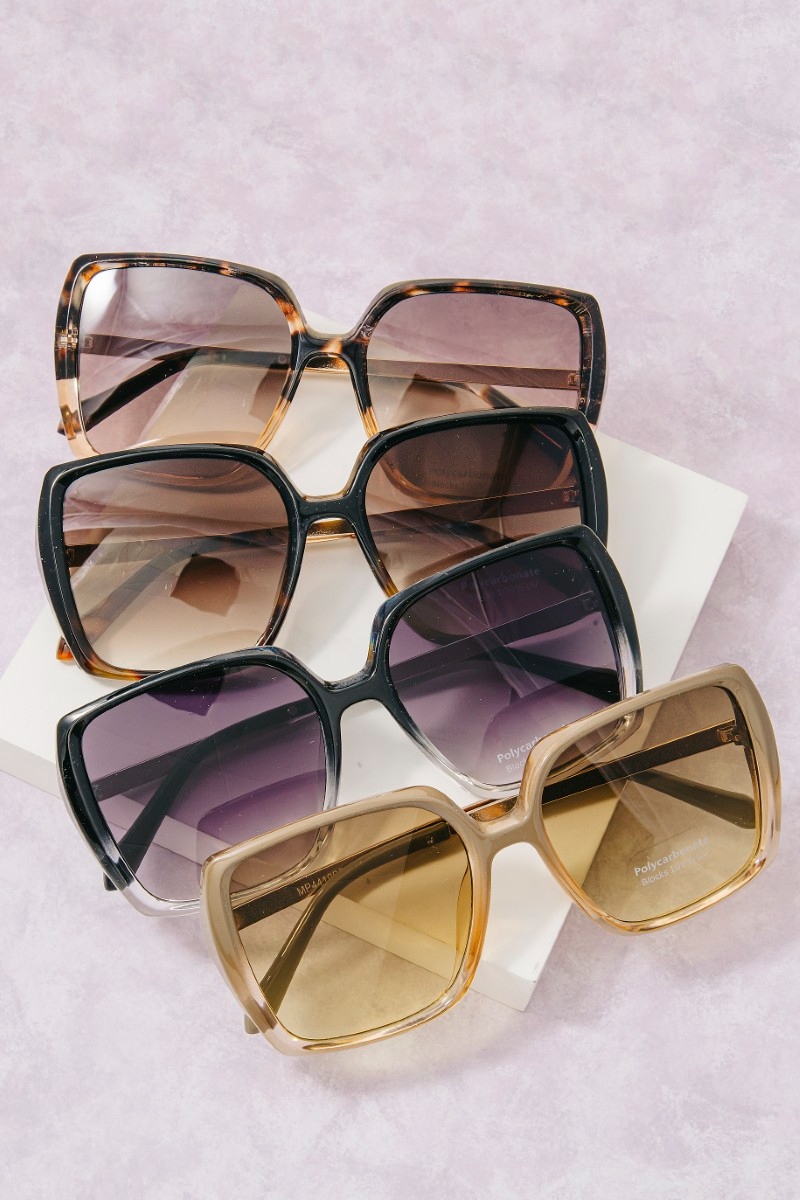 Oversized Square Tortoise Fade Sunglasses