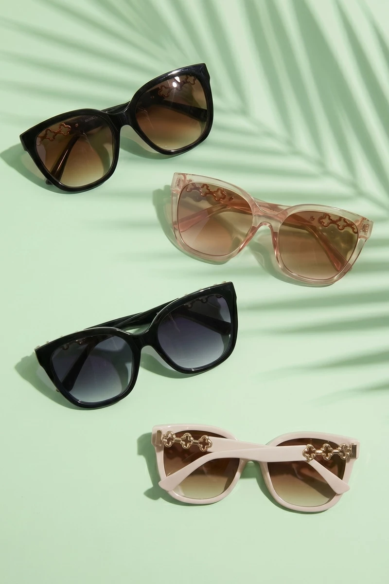 Chain Browline Cat Eye Sunglasses