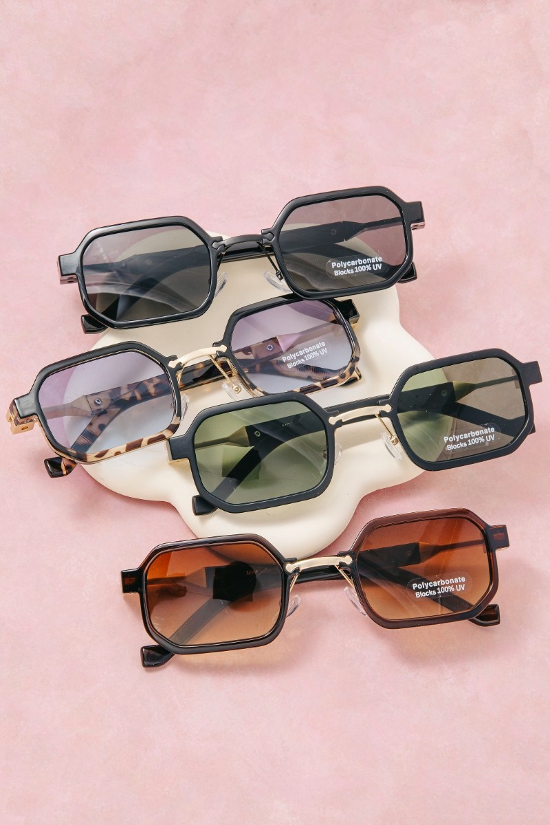 Large Rectangle Lens Sunglasses Set