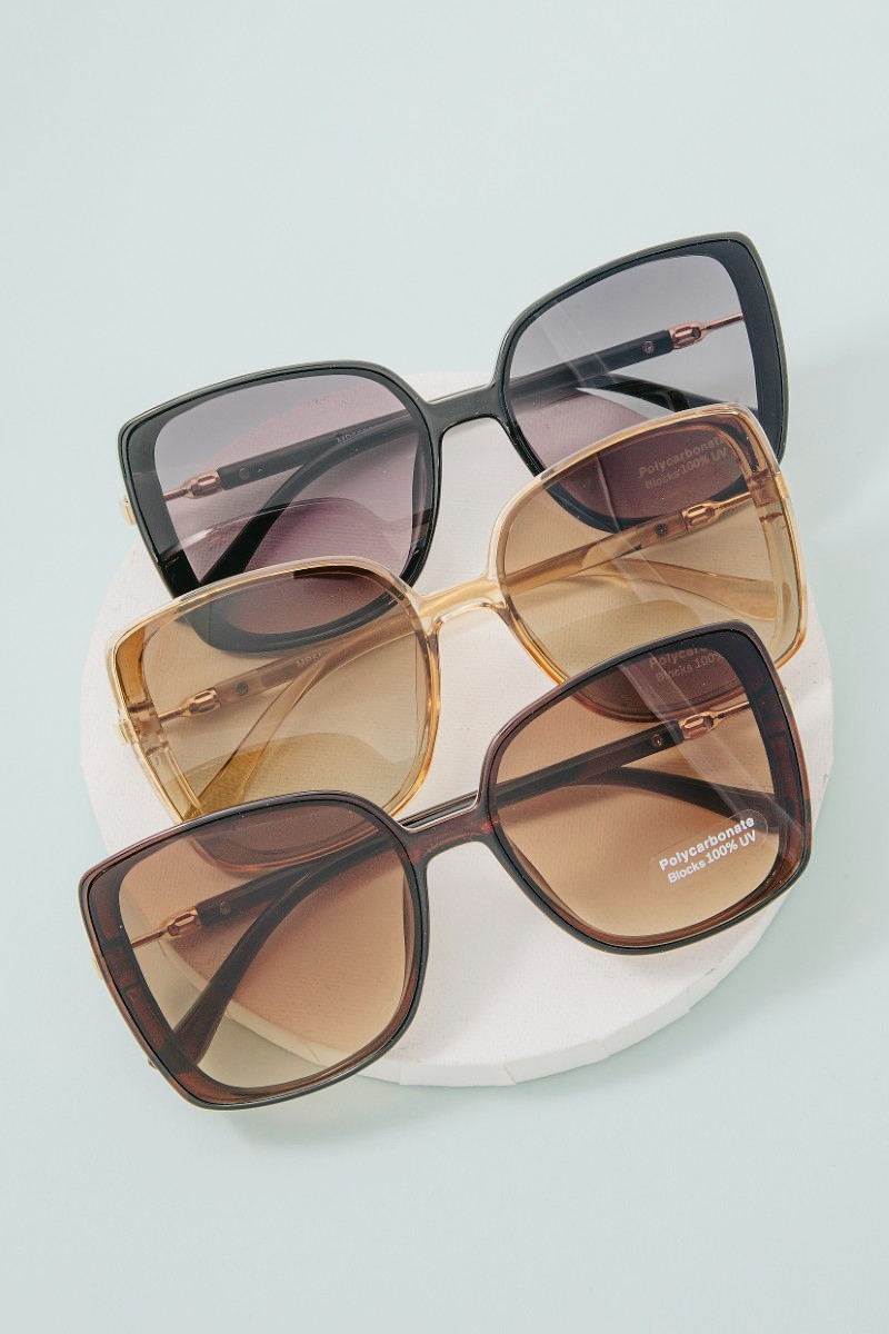 Polycarbonate Oversized Round Lens Sunglasses Set