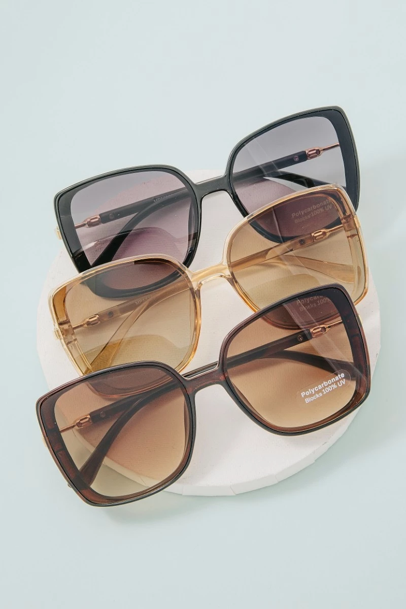 Polycarbonate Oversized Round Lens Sunglasses Set