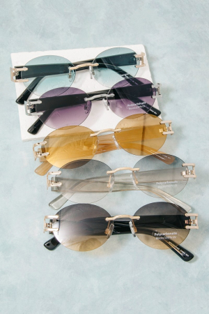 Frameless Oval Round Sunglasses