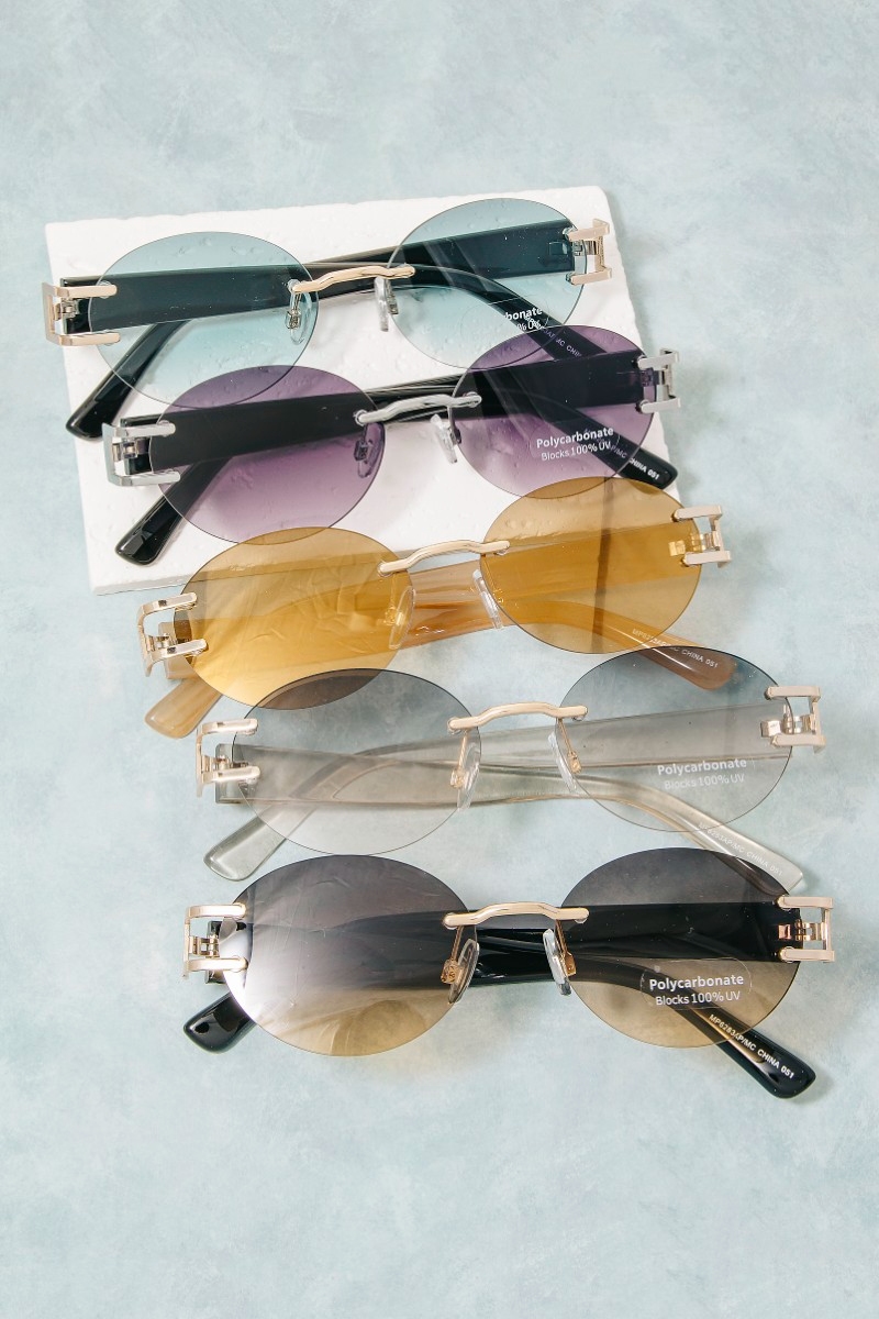 Frameless Oval Round Sunglasses