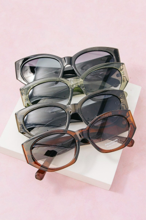 Angular Oval Cat Eye Sunglasses