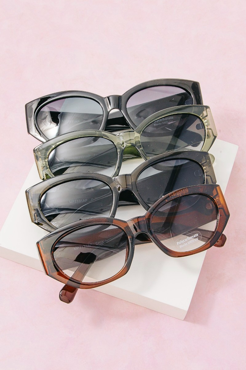 Angular Oval Cat Eye Sunglasses