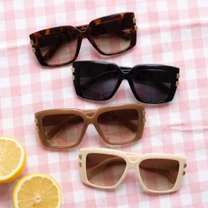 Oversized Square Sunglasses With Ridged Accents