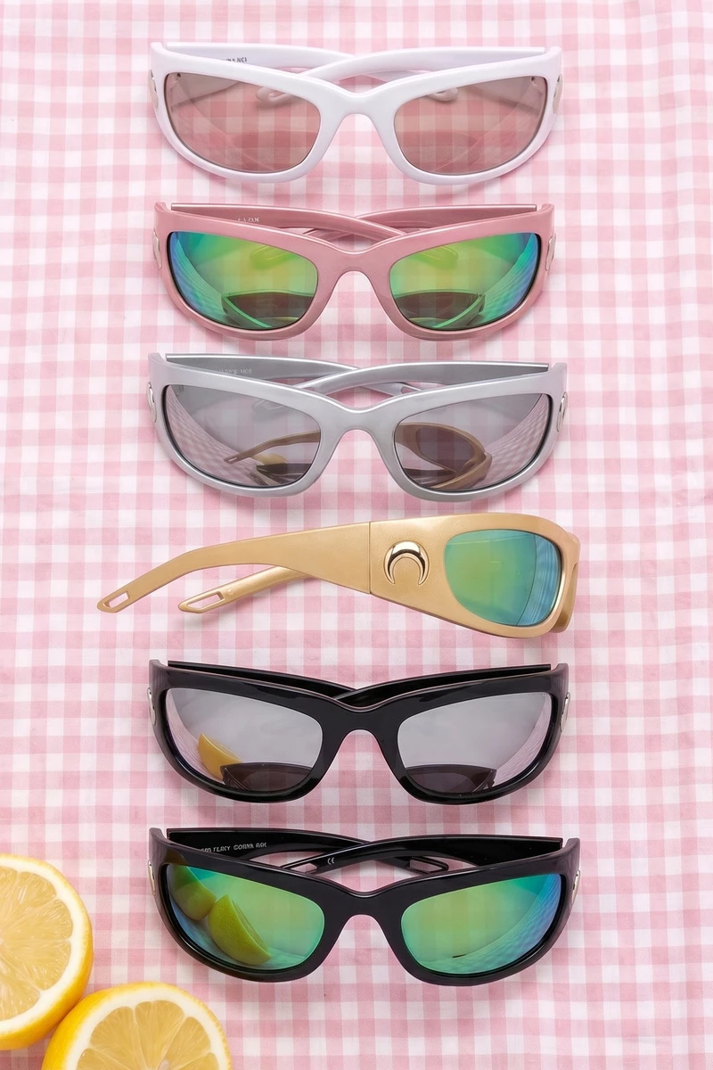 Sporty Wrap Mirror Lens Sunglasses