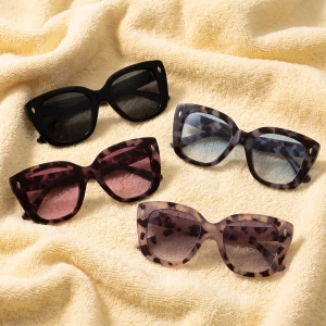 Chunky Square Cat Eye Rivet Accent Sunglasses