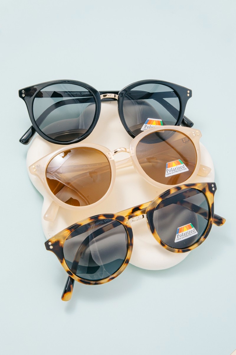 Polarized Tortoise Round Sunglasses Set
