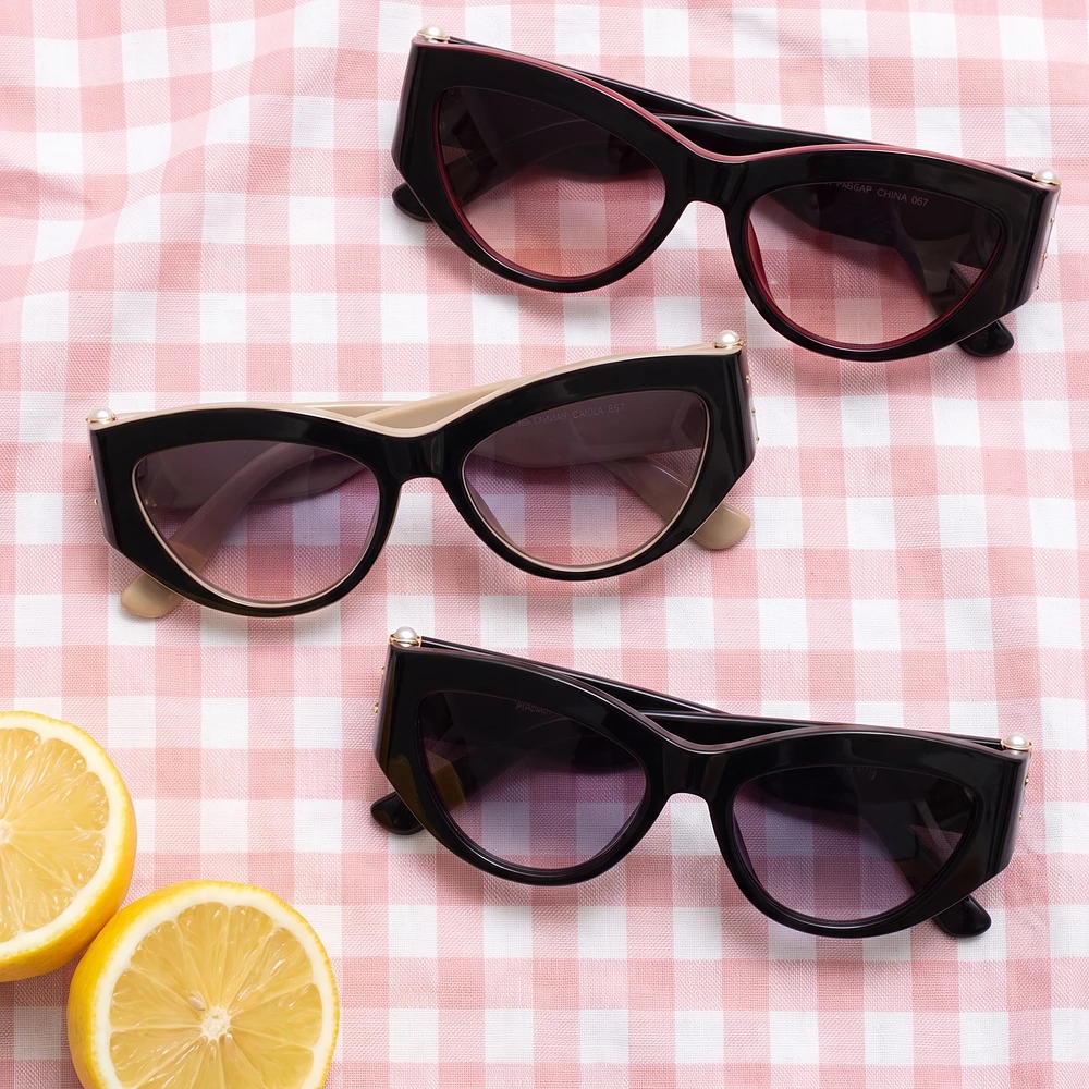 Bold Cat Eye Studded Temple Sunglasses