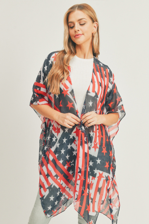 Sheer Stars And Stripes Kimono