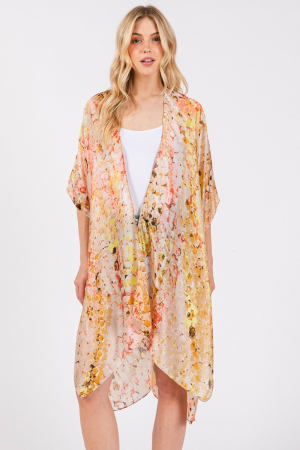 Abstract Floral Art Print Kimono