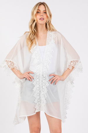 Sheer Flower Pattern Trim Cover Up
