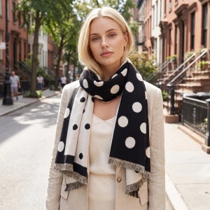 Polka Dot Reversible Knit Scarf