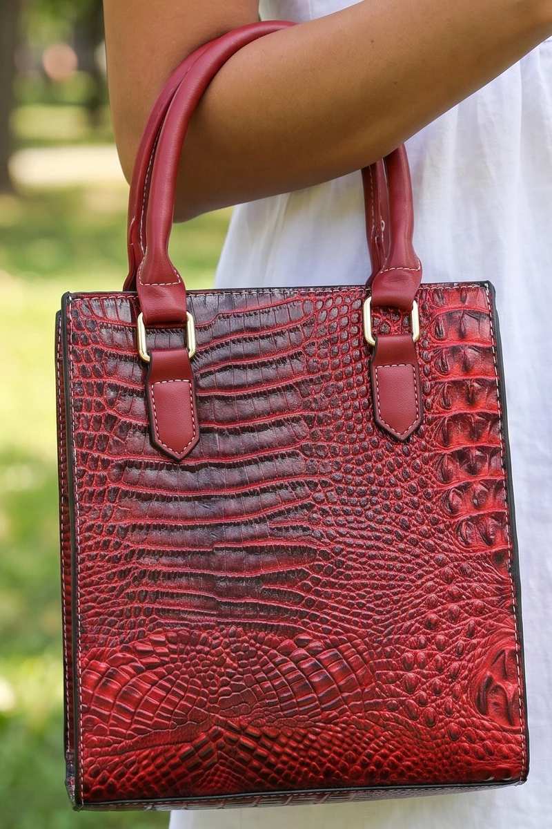 Croc Embossed Structured Mini Tote
