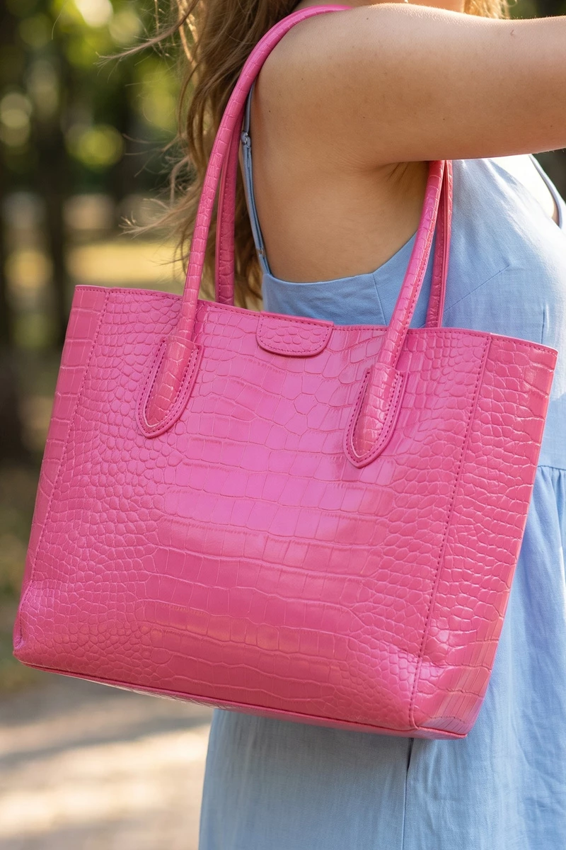Croc Embossed Shopper Tote Bag
