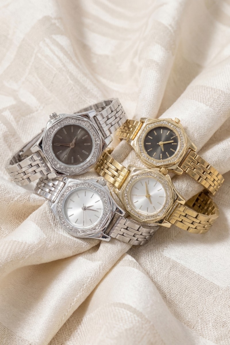 Pave Trim Octagonal Watch