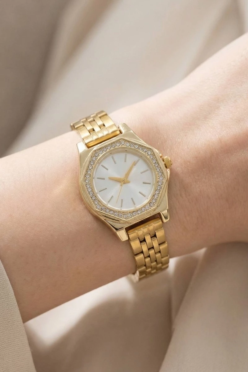 Pave Trim Octagonal Watch