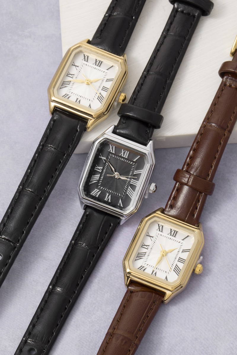 Thin Leather Strap Vintage Square Watch