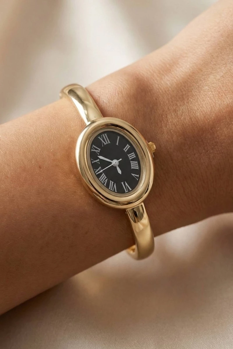 Hinged Oval Bangle Watch Bracelet