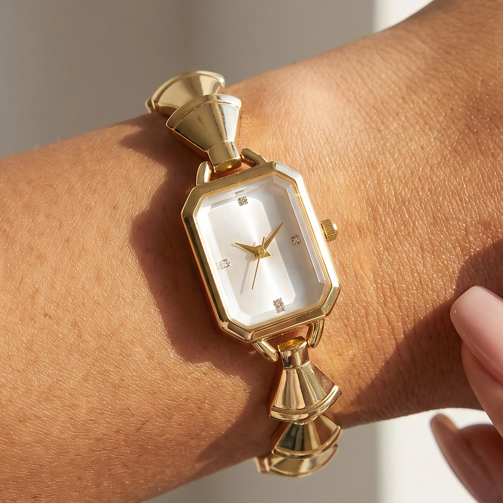 Octagon Case Cone Link Bracelet Watch