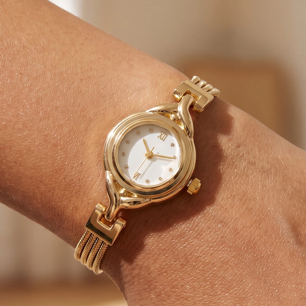 Petite Oval Case Triple Snake Chain Watch