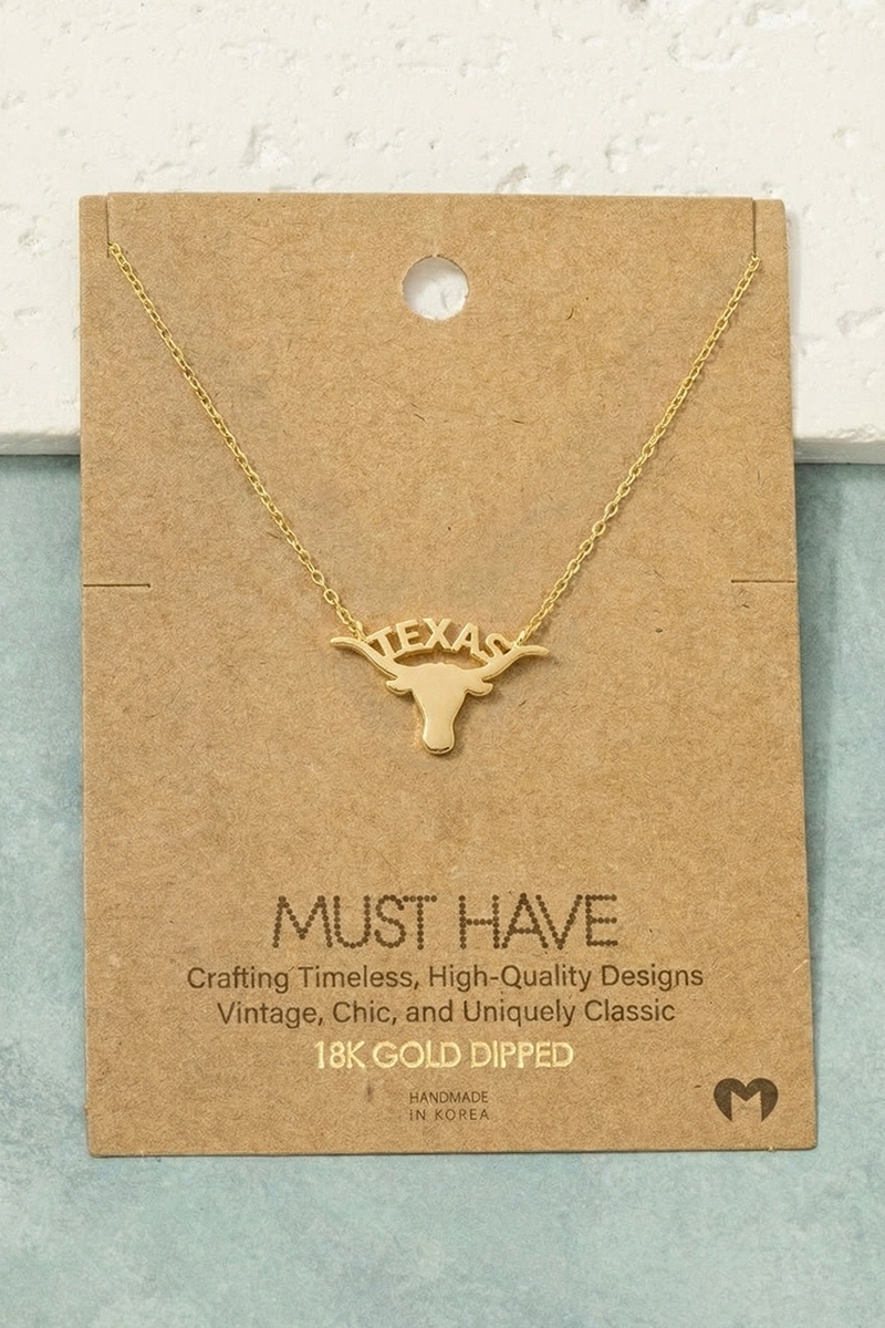 Texas Bull Pendant Necklace