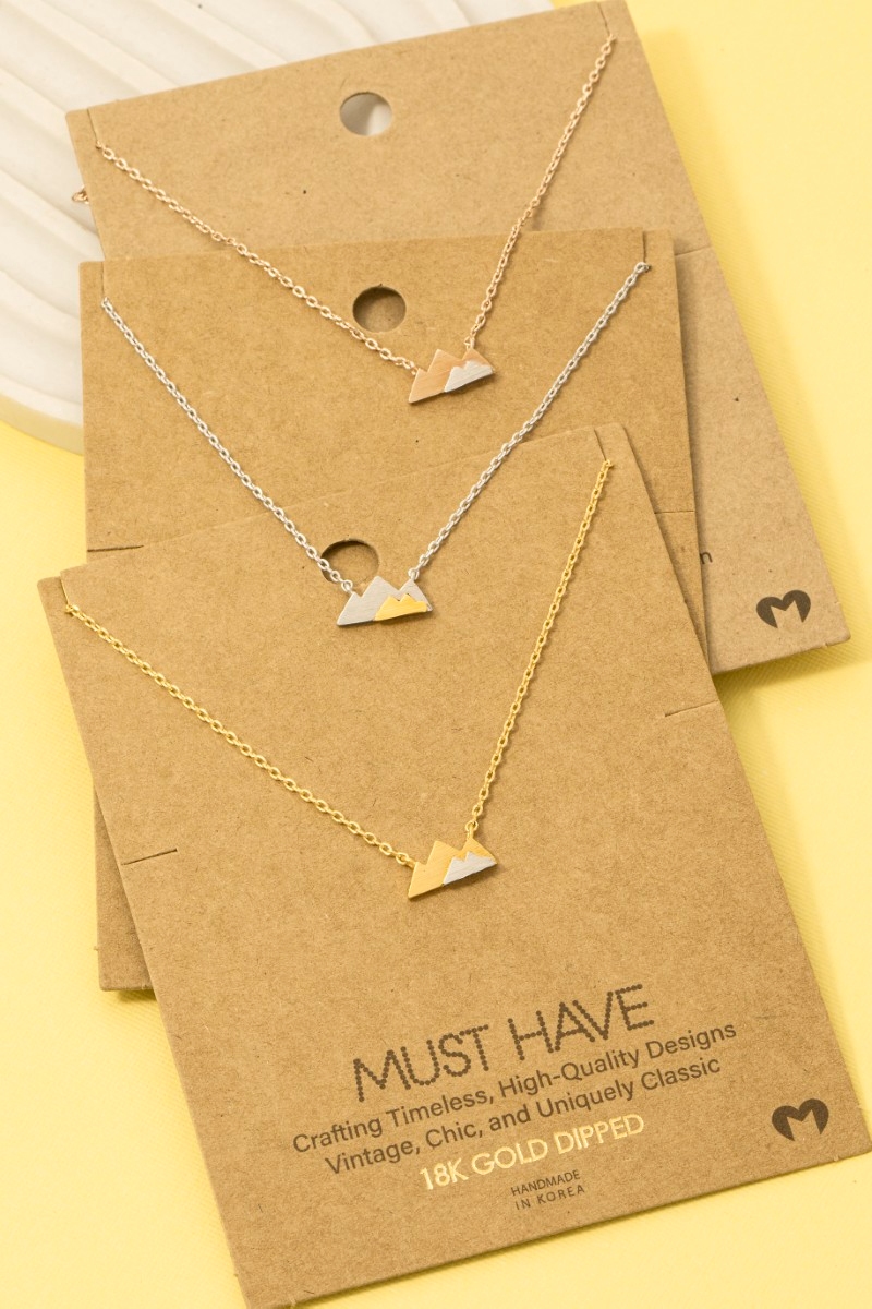 Gold Dipped Dainty Mini Mountain Pendant Necklace