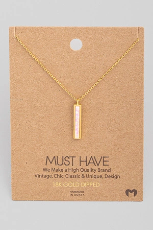 Vertical Iridescent Bar Pendant Necklace