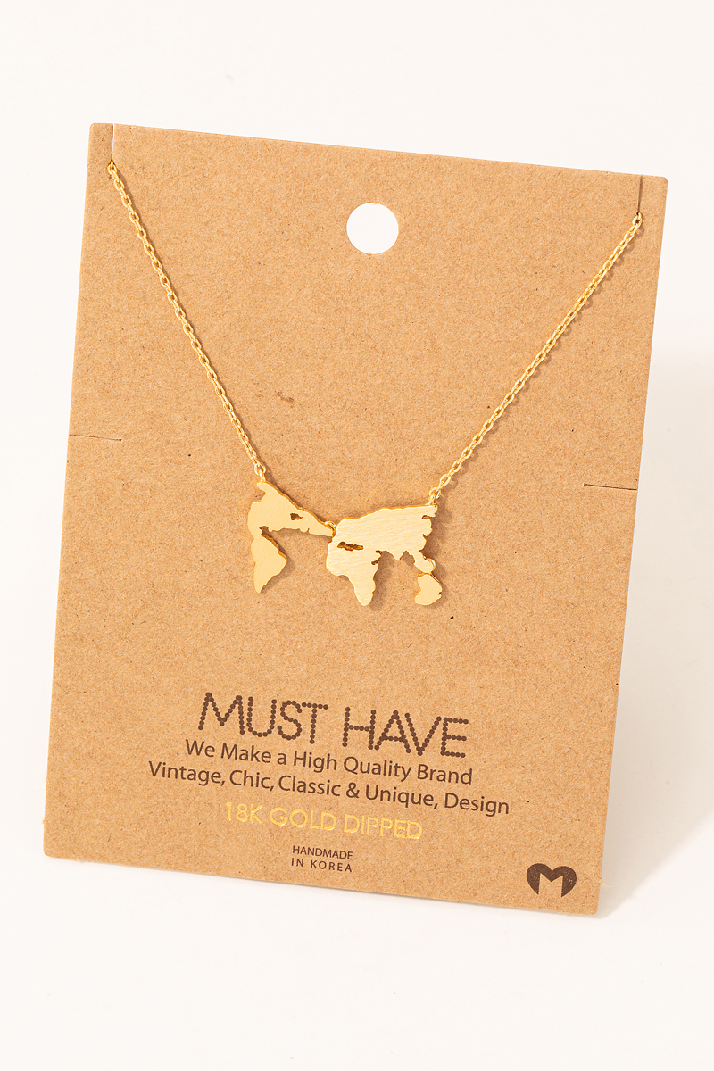 World Map Pendant Necklace