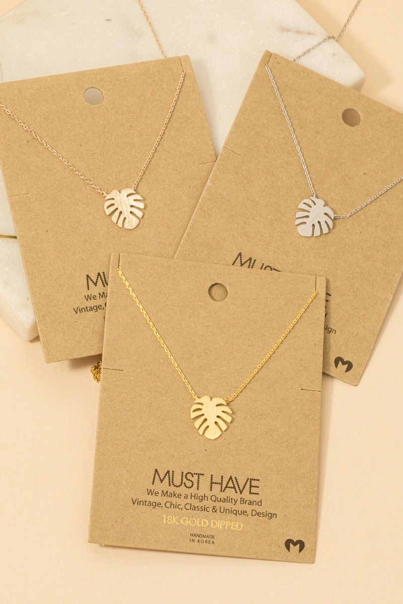 Gold Dipped Monstera Leaf Pendant Necklace