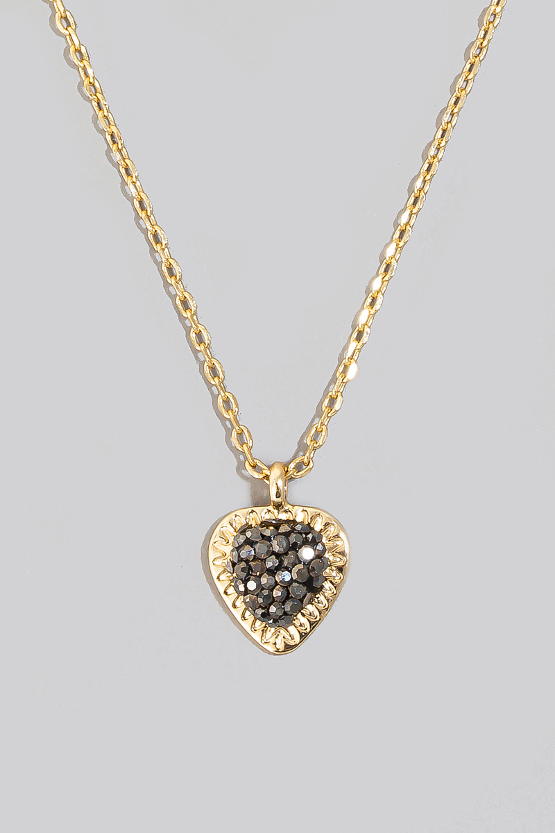 Pave Studded Heart Pendant Necklace