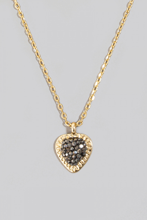 Pave Studded Heart Pendant Necklace