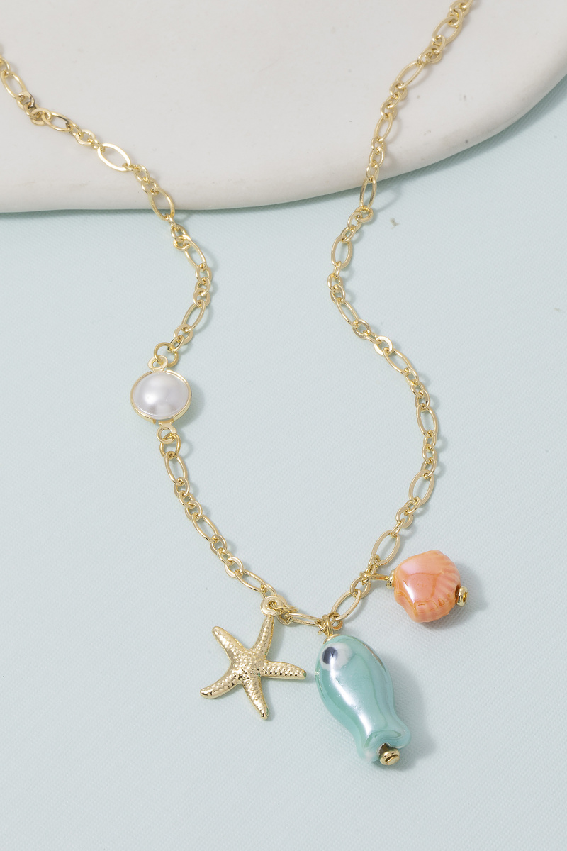 Coastal Charm Station Starfish Shell Necklace
