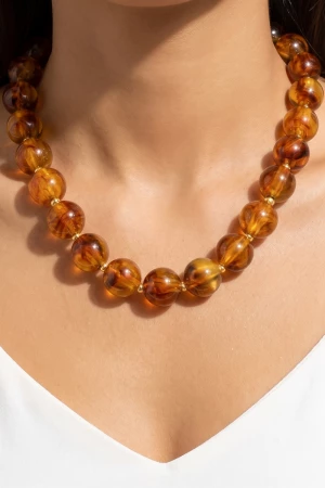 Chunky Round Resin Bead Statement Necklace