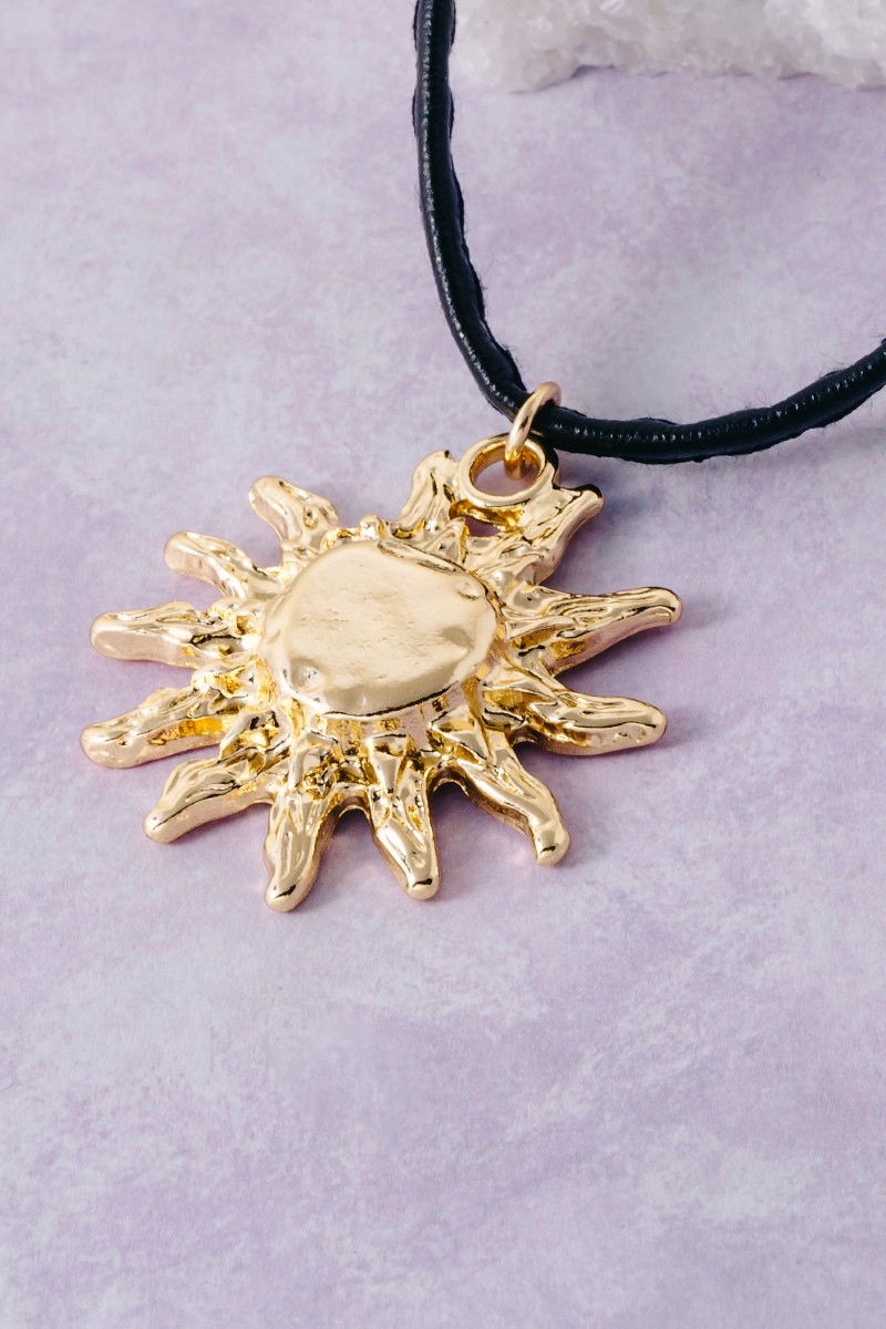 Warped Sun Pendant Cord Necklace
