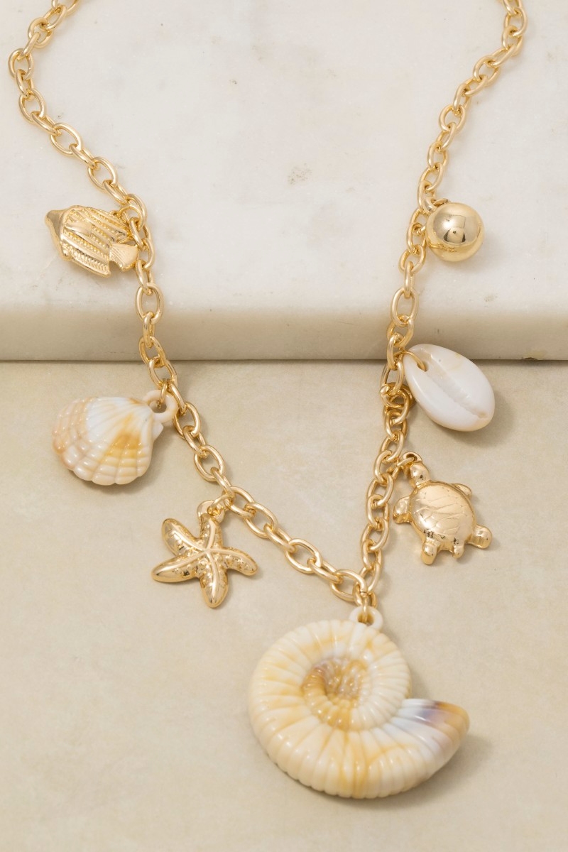 Mixed Sea Life Charms Chain Necklace