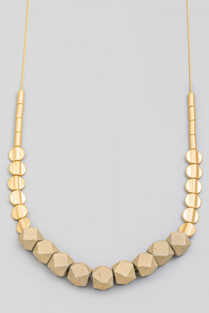 Block Bead Charm Long Necklace