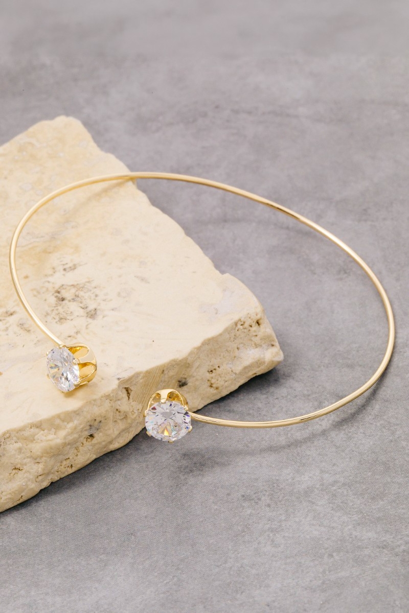 Cz Stone Dainty Open Cuff Bracelet