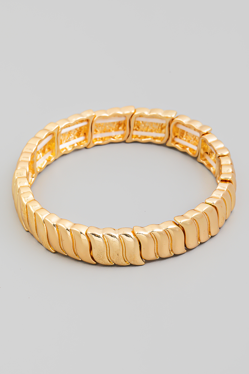 Metallic Ribbed Stretch Bracelet