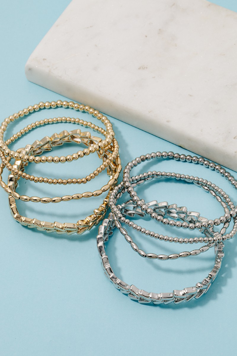 Assorted Metallic Beaded Bracelet Set
