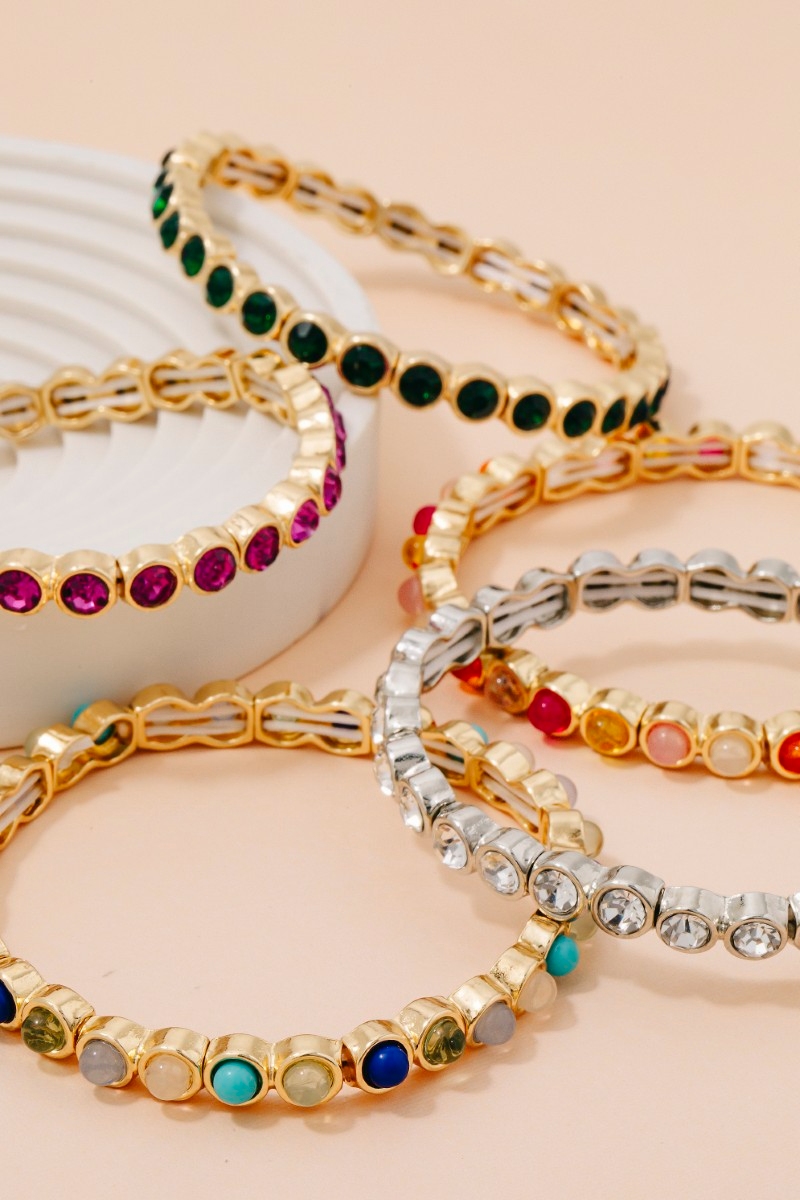 Glass Circle Gem Tennis Bracelet